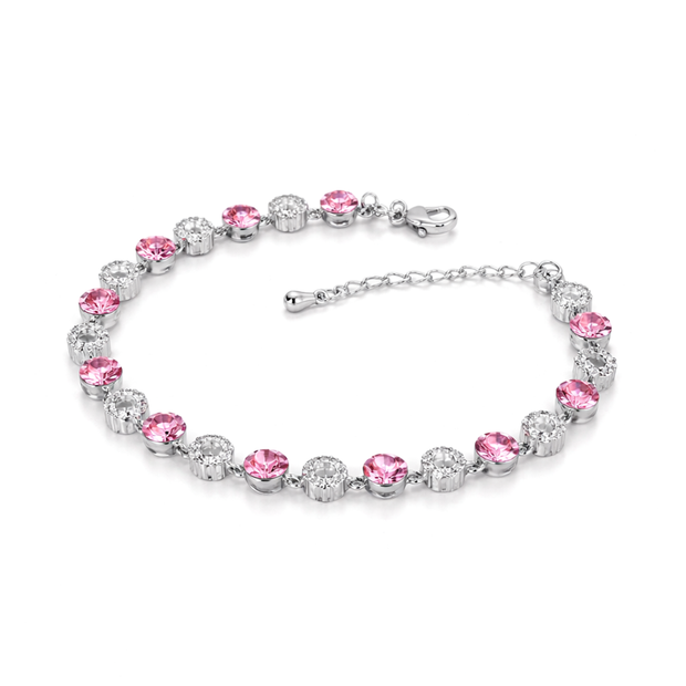 Halo Tennis Bracelet — Four Crystal Colourways - Silver