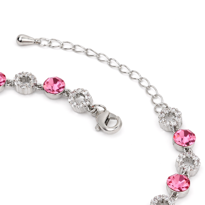 Halo Tennis Bracelet — Four Crystal Colourways - Silver