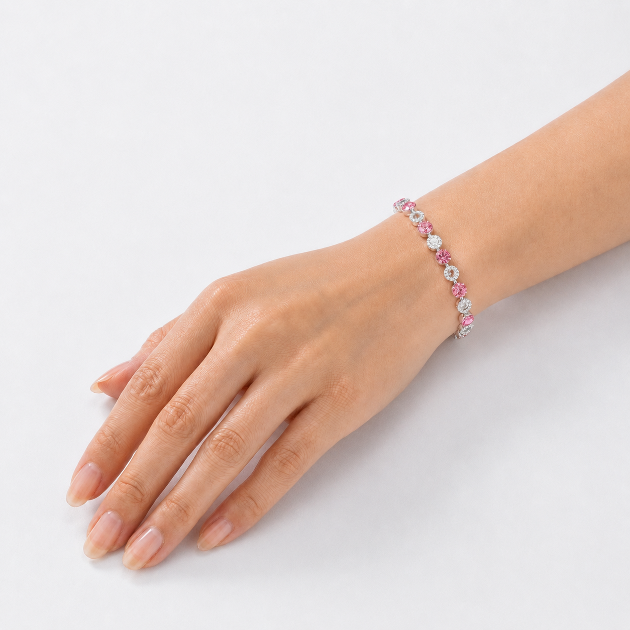 Halo Tennis Bracelet — Four Crystal Colourways - Silver