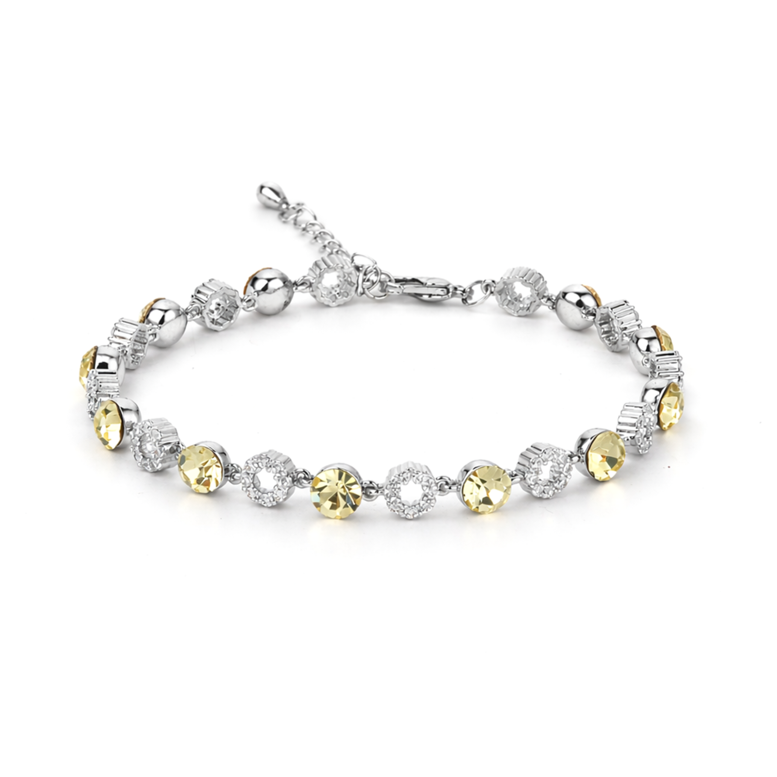 Halo Tennis Bracelet — Four Crystal Colourways - Citrine
