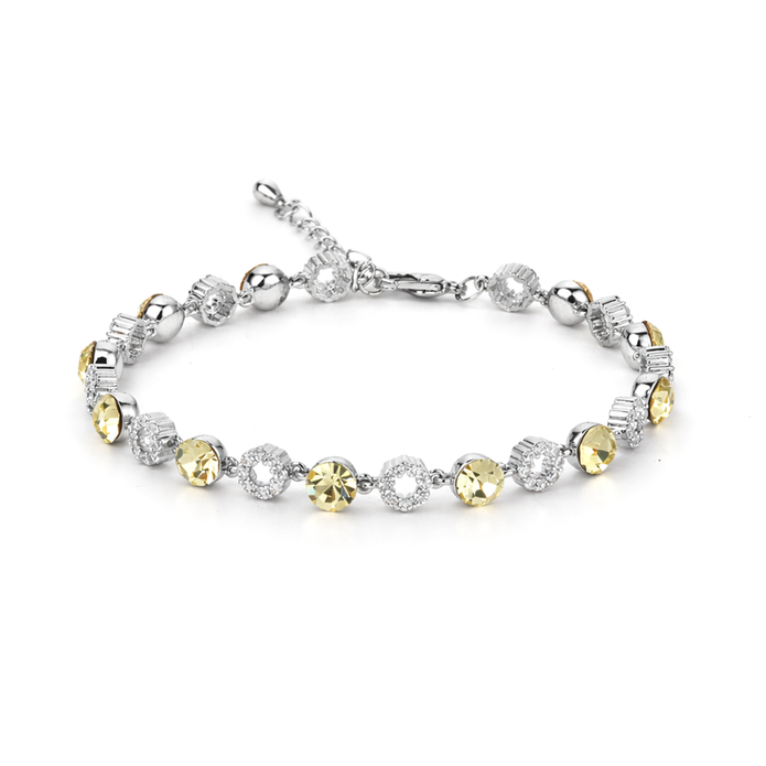 Halo Tennis Bracelet — Four Crystal Colourways - Citrine