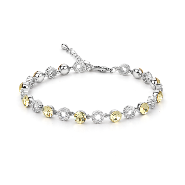 Halo Tennis Bracelet — Four Crystal Colourways - Citrine
