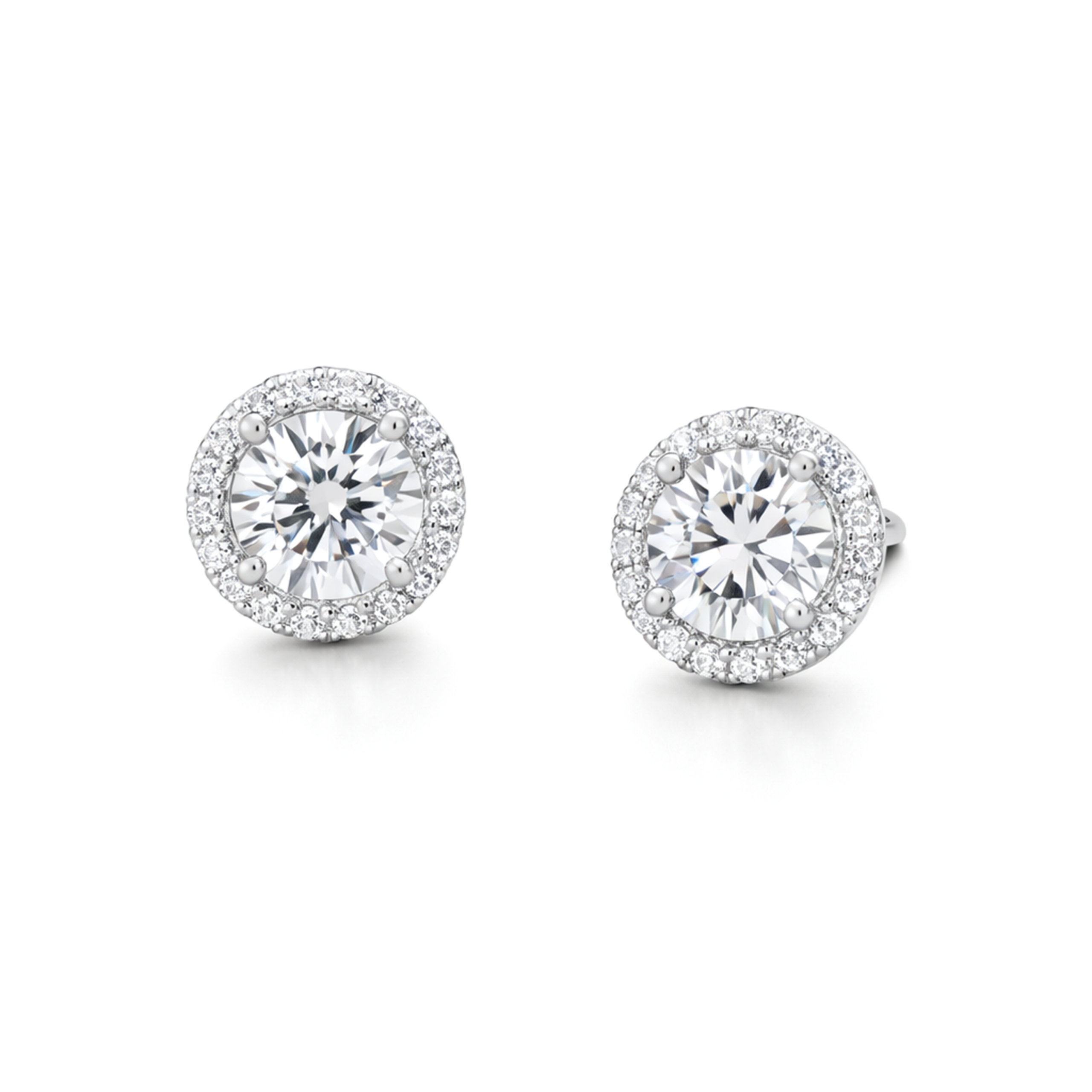 Clear Round CZ Tennis Necklace & Stud Earring Set