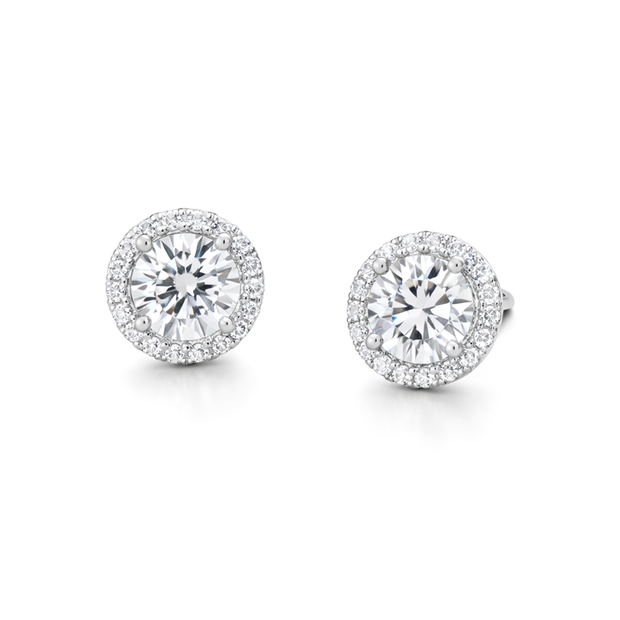 Clear Round CZ Tennis Necklace & Stud Earring Set