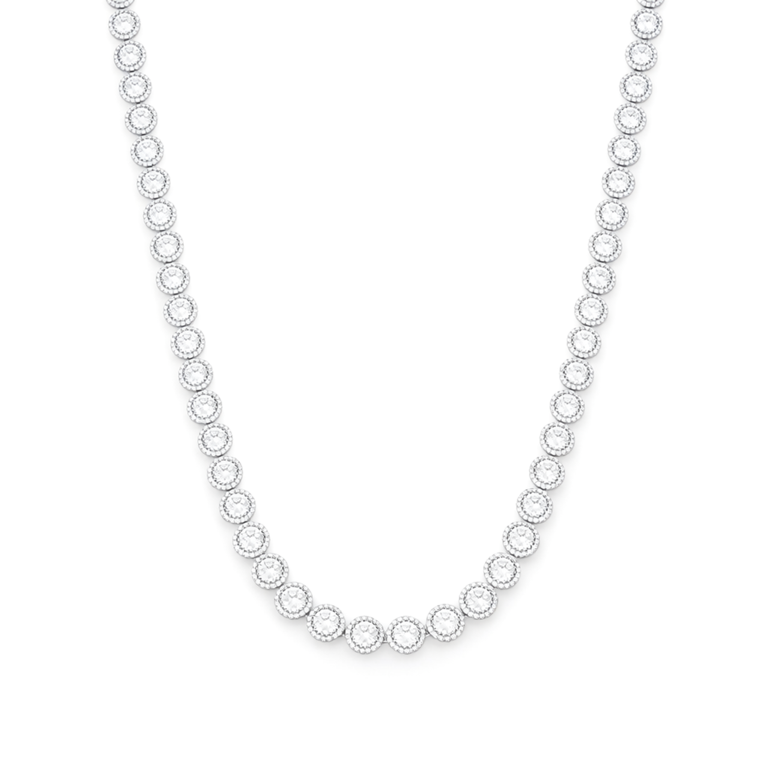 Clear Round CZ Tennis Necklace & Stud Earring Set