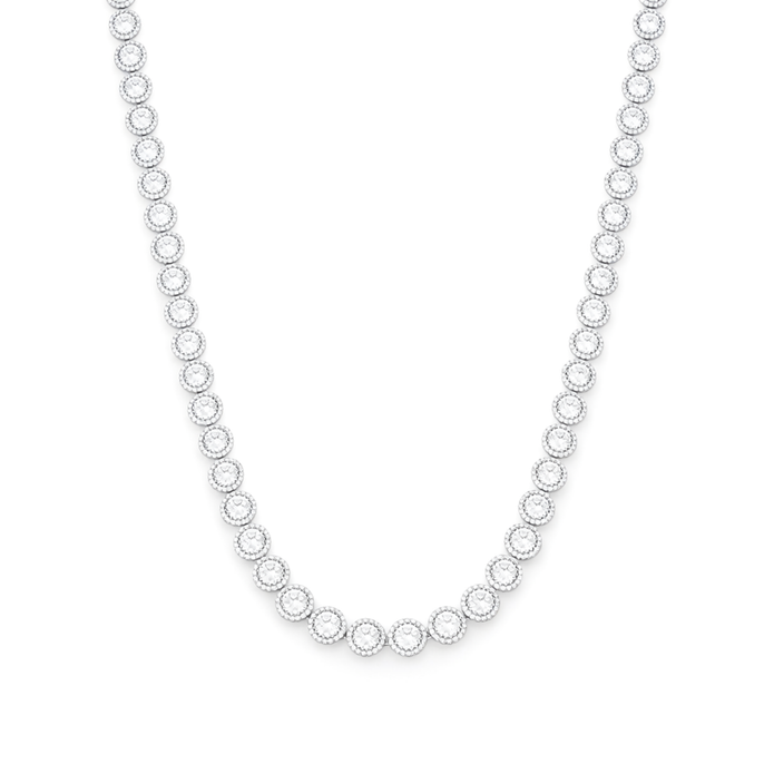 Clear Round CZ Tennis Necklace & Stud Earring Set