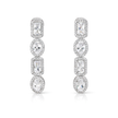 Clear Mixed-Cut Baguette Tennis Necklace & Drop Earring Set