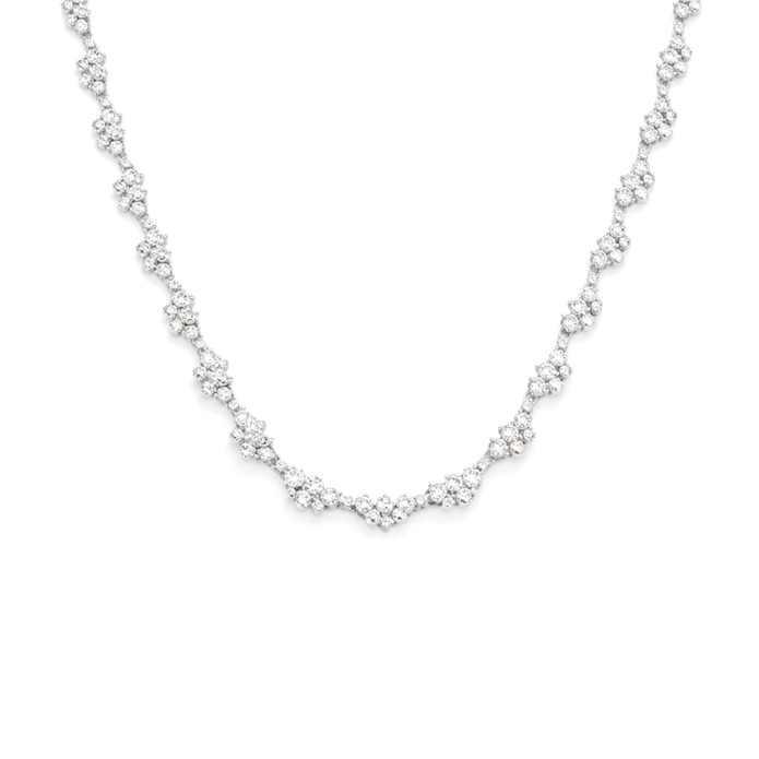 Ivory Pearl & Clear CZ Cluster Choker Set