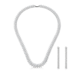 Silver Ribbed Textured Choker & Bar Drop Earring Set