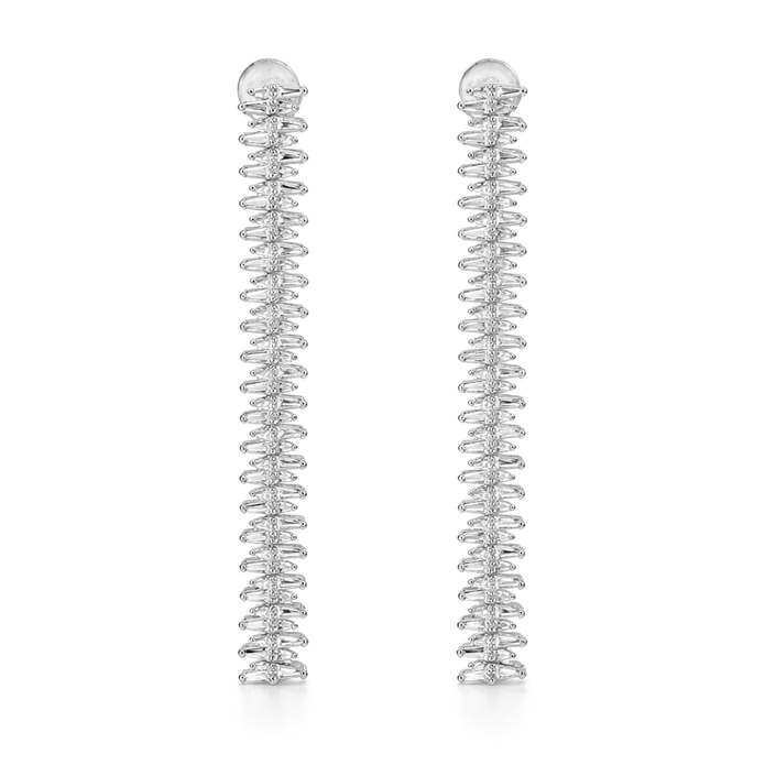 Silver Ribbed Textured Choker & Bar Drop Earring Set