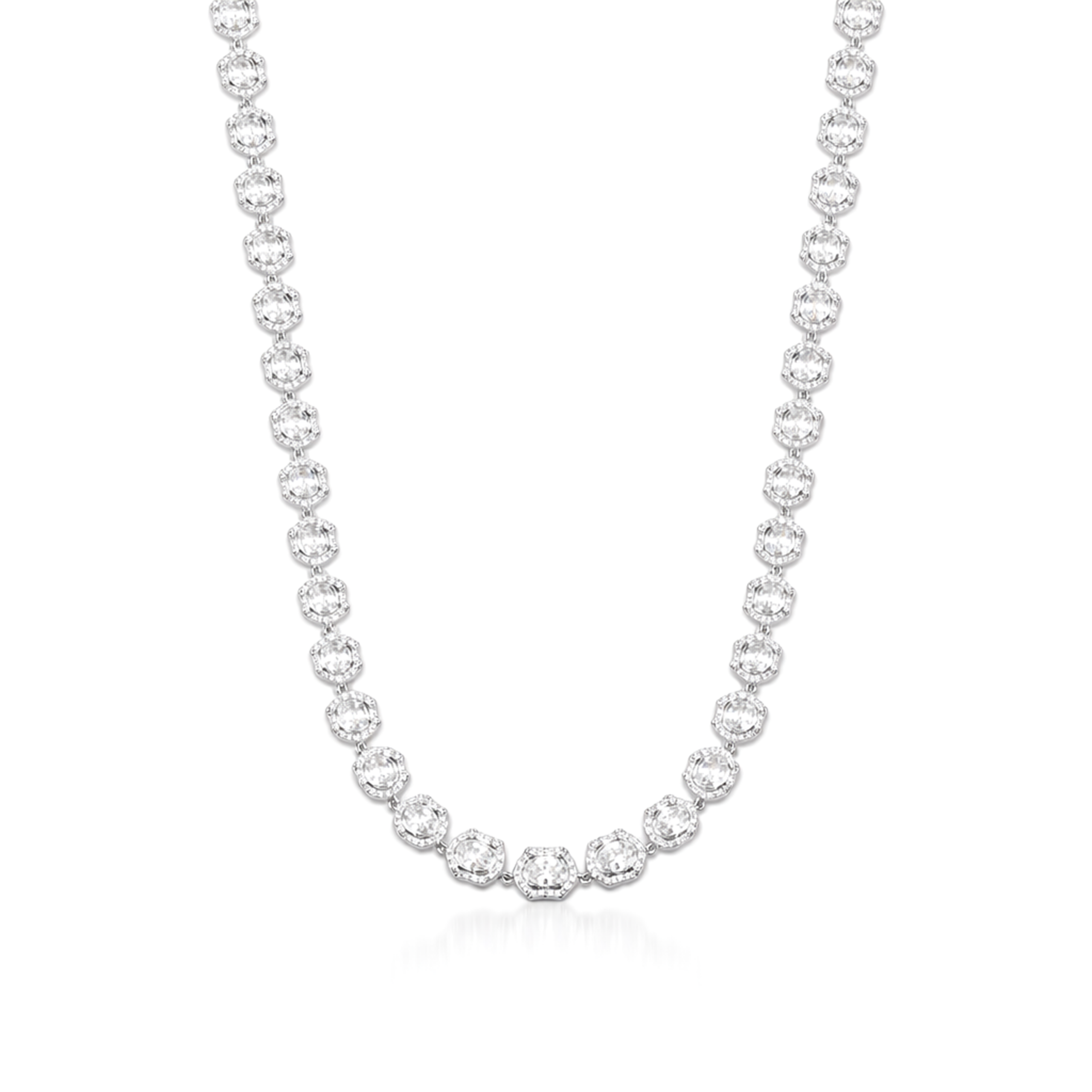 Clear Cushion-Cut CZ Tennis Necklace & Drop Earring Set