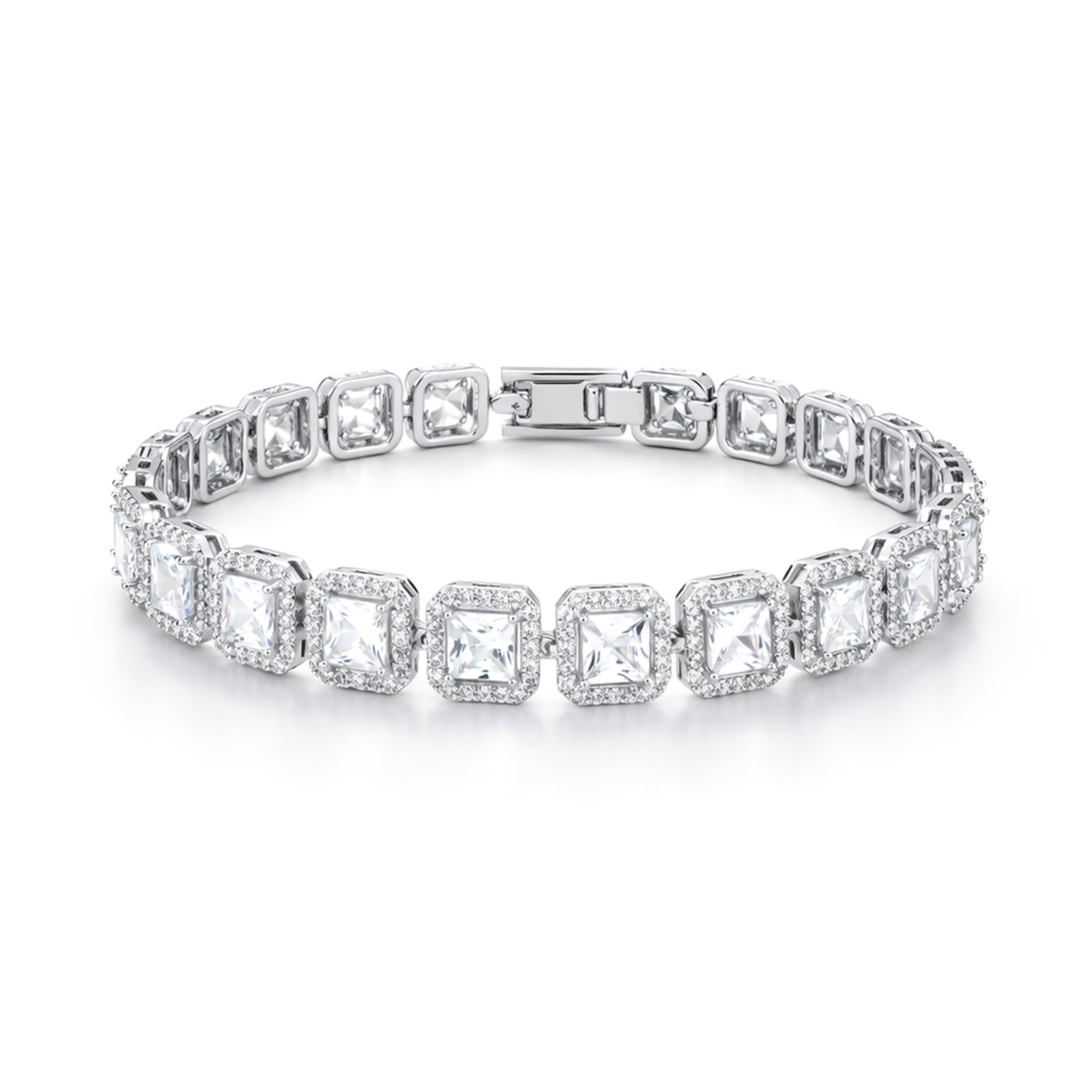 Imperial Square Halo Tennis Bracelet
