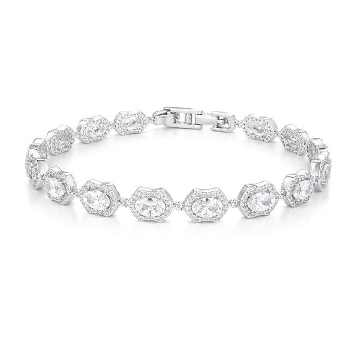 Geometric Oval Halo Tennis Bracelet