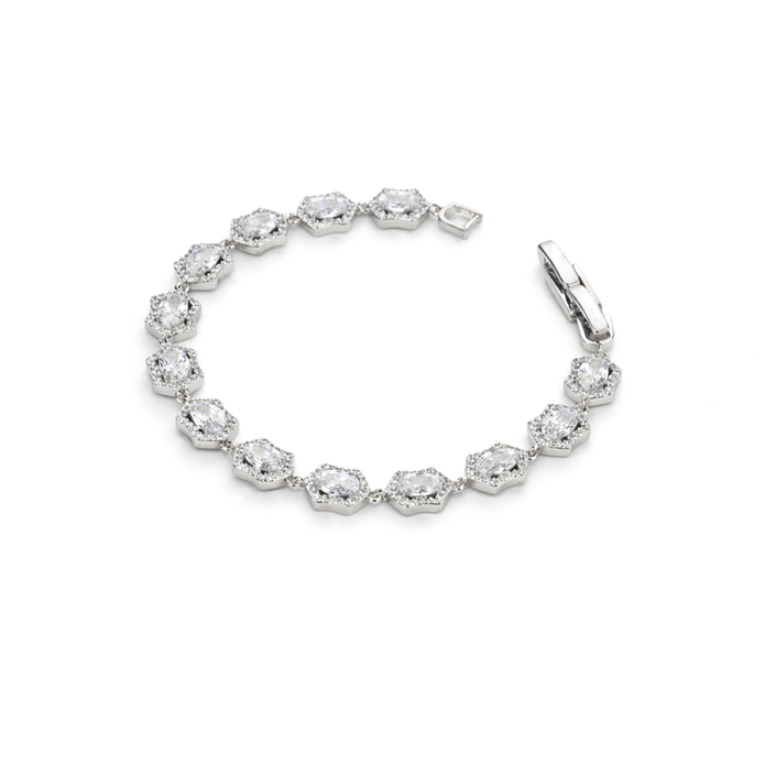 Geometric Oval Halo Tennis Bracelet