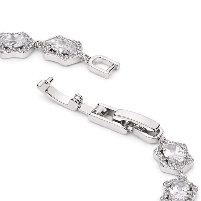 Geometric Oval Halo Tennis Bracelet