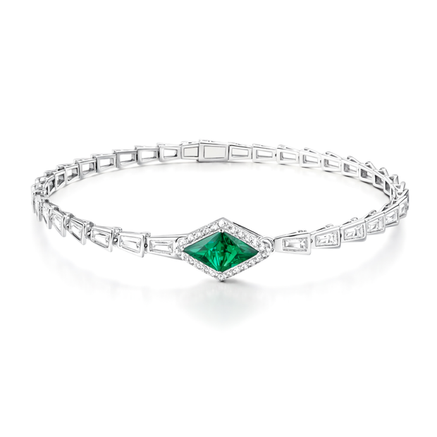 Emerald Kite Baguette Statement Bracelet