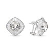 Clear Cushion-Cut Halo Crystal Stud Earrings