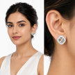 Clear Cushion-Cut Halo Crystal Stud Earrings