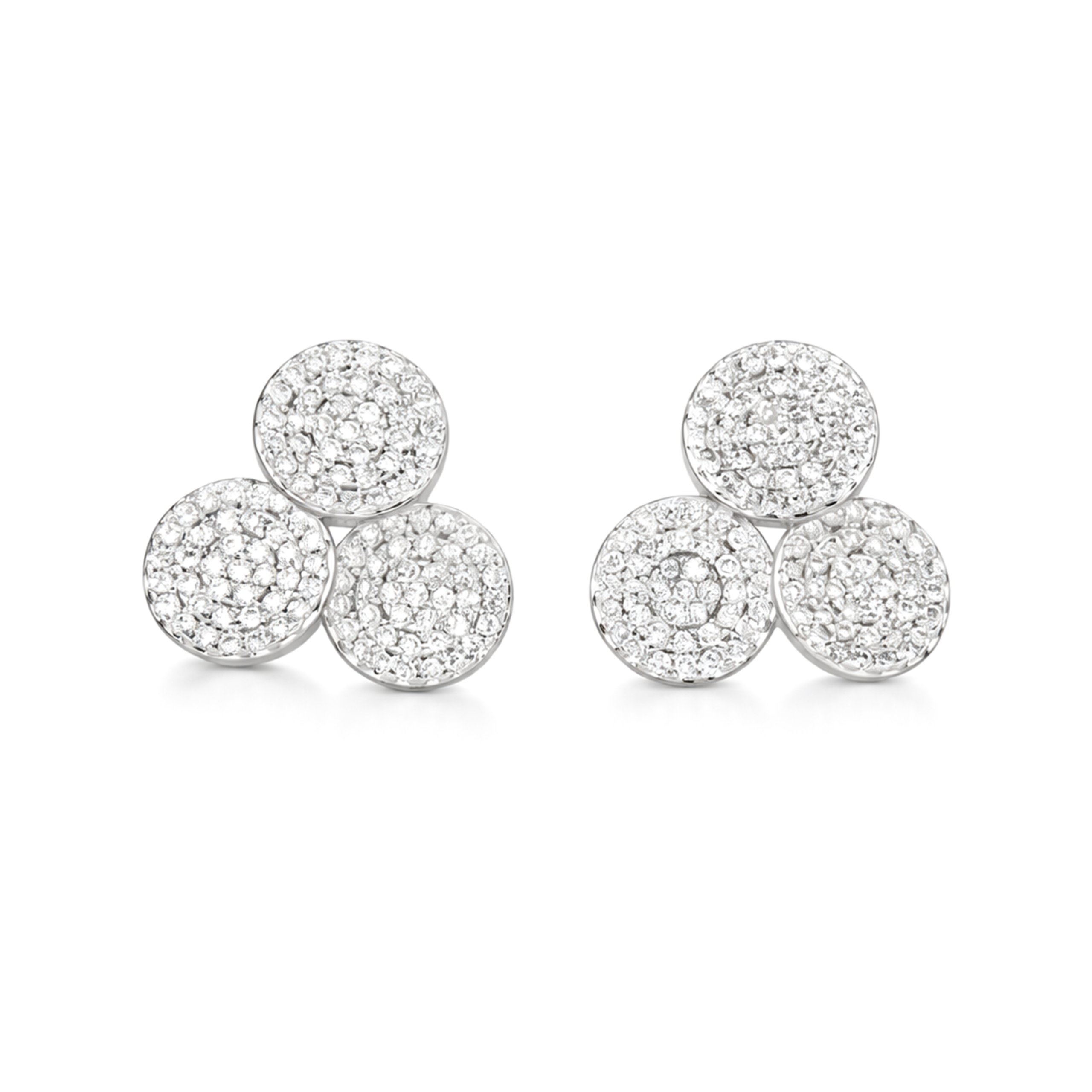 Clear Pavé Trefoil Cluster Stud Earrings