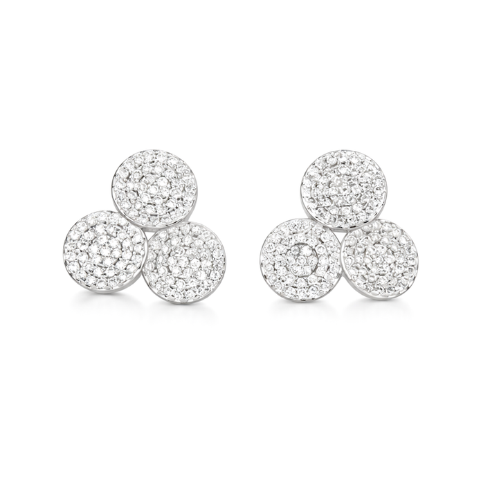 Clear Pavé Trefoil Cluster Stud Earrings
