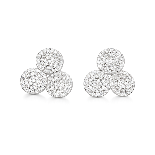 Clear Pavé Trefoil Cluster Stud Earrings