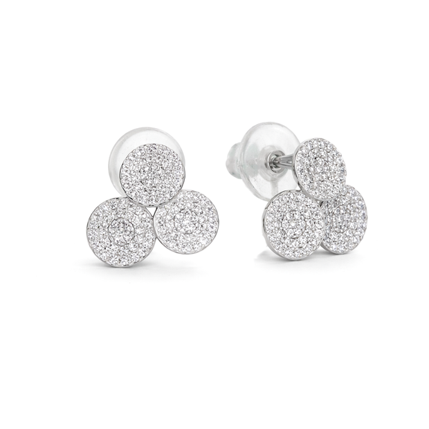 Clear Pavé Trefoil Cluster Stud Earrings