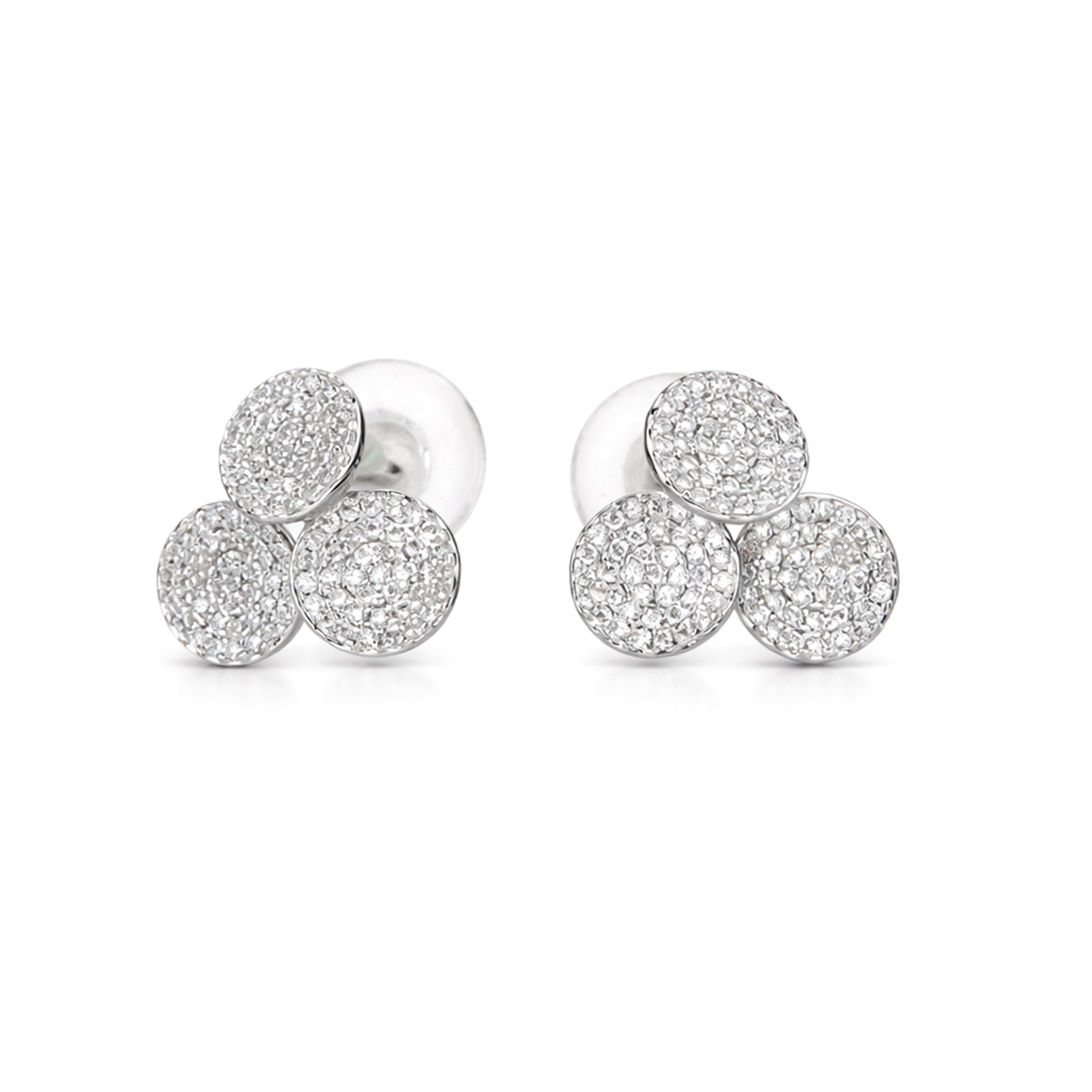 Clear Pavé Trefoil Cluster Stud Earrings