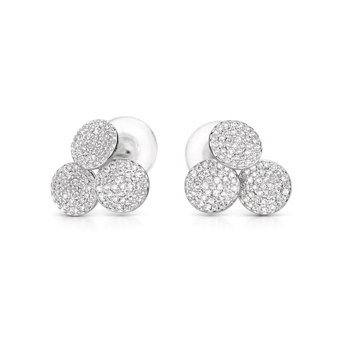 Clear Pavé Trefoil Cluster Stud Earrings