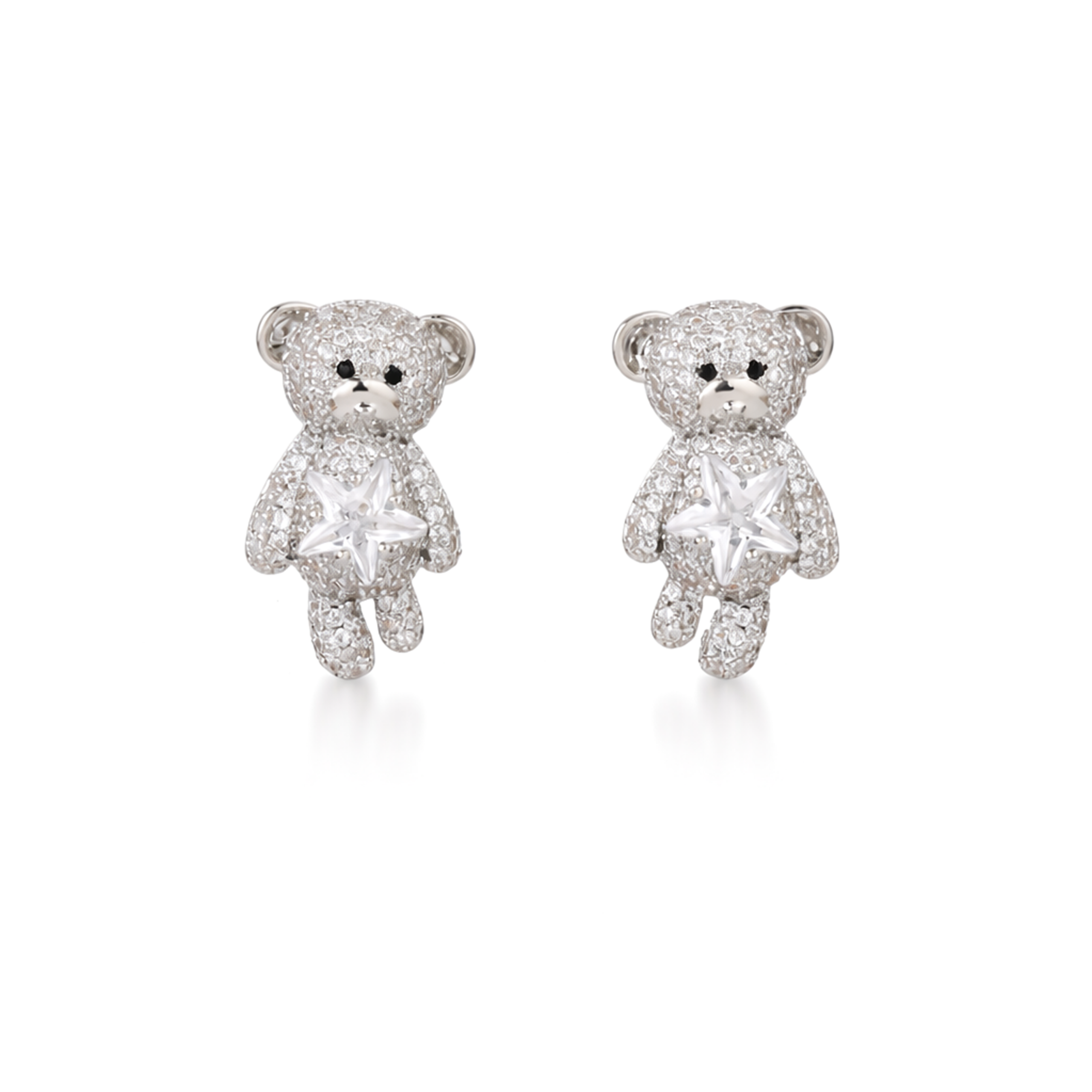 Clear Pavé Teddy Bear Novelty Stud Earrings