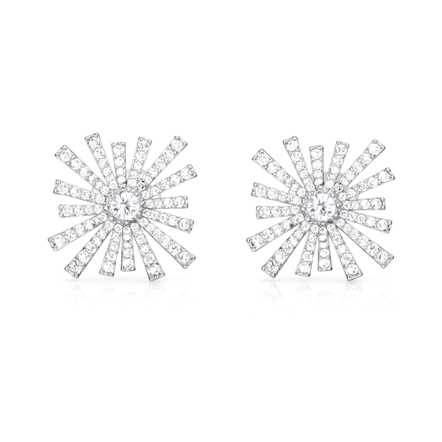 Clear Pavé Sunburst Statement Stud Earrings