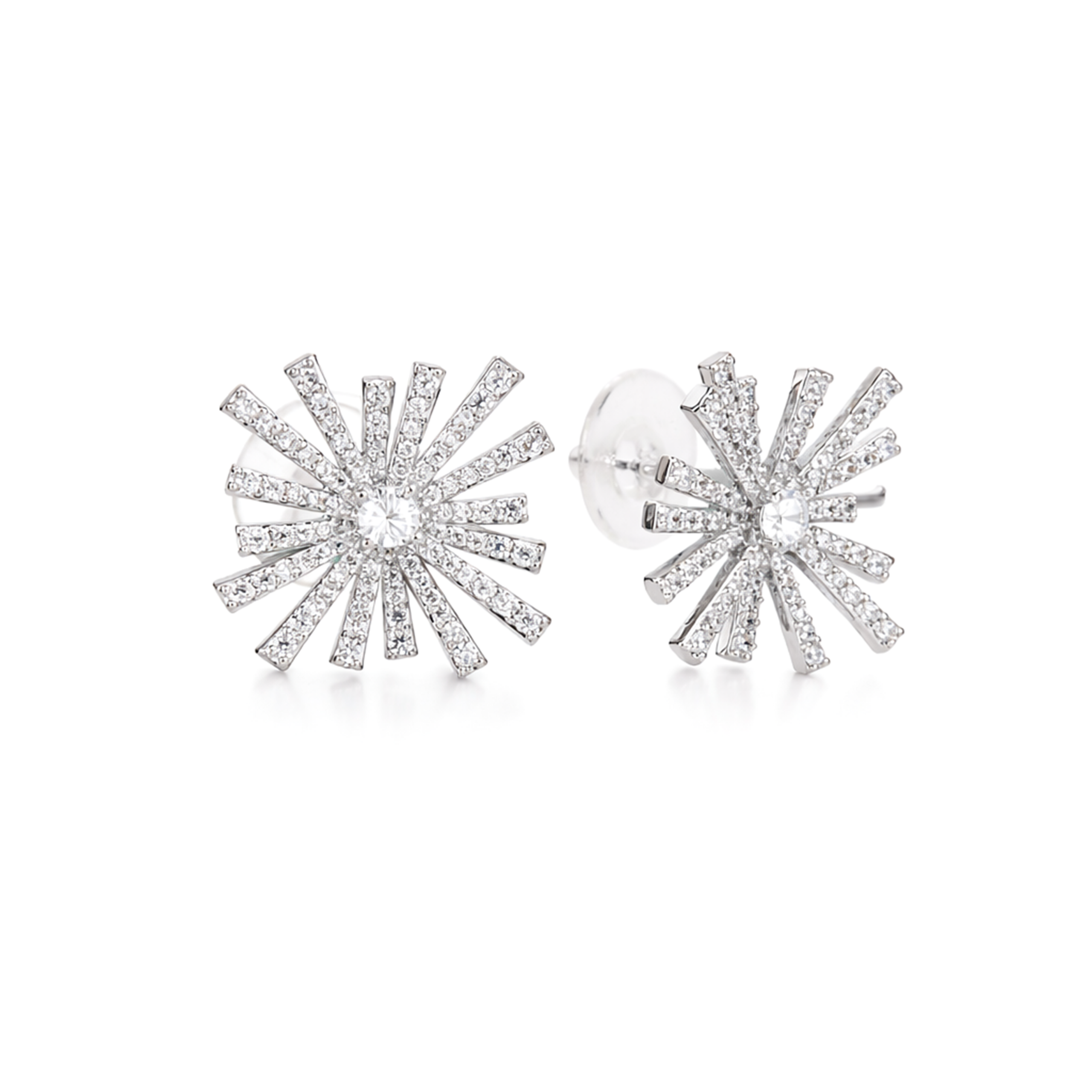 Clear Pavé Sunburst Statement Stud Earrings