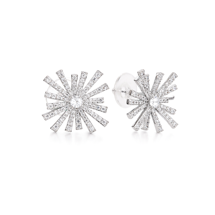 Clear Pavé Sunburst Statement Stud Earrings