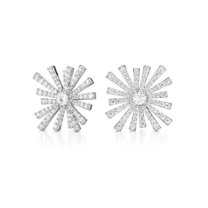 Clear Pavé Sunburst Statement Stud Earrings