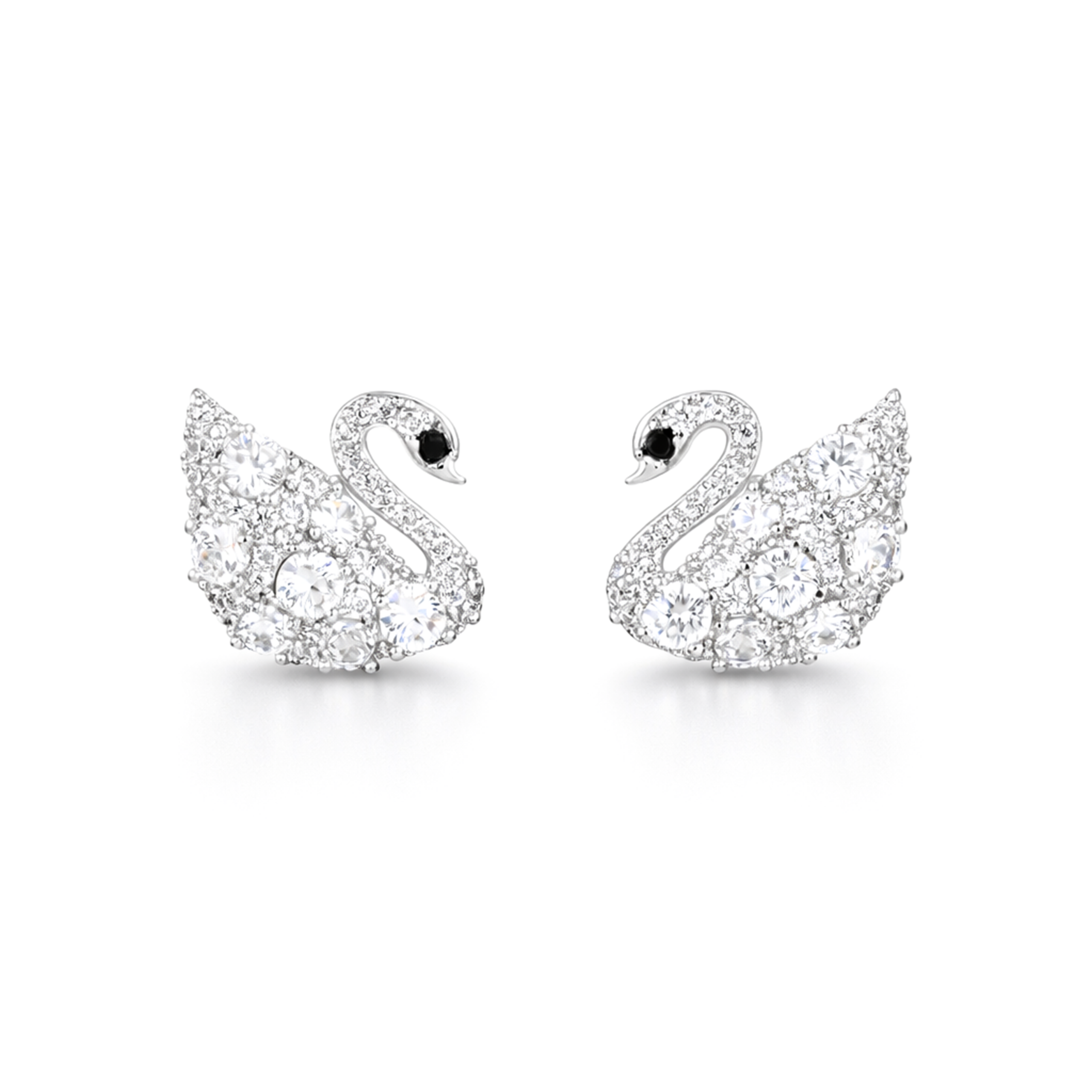 Clear Crystal Swan Silhouette Stud Earrings