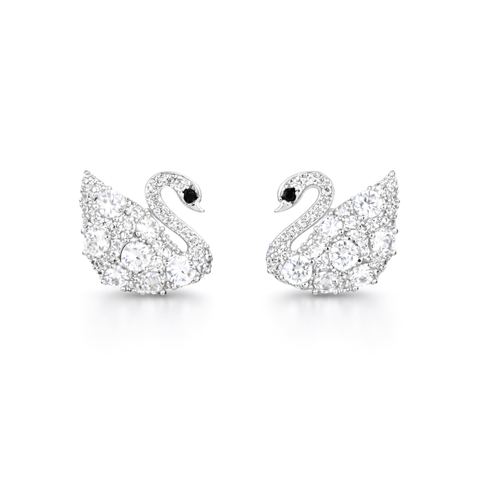 Clear Crystal Swan Silhouette Stud Earrings