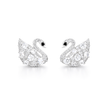Clear Crystal Swan Silhouette Stud Earrings