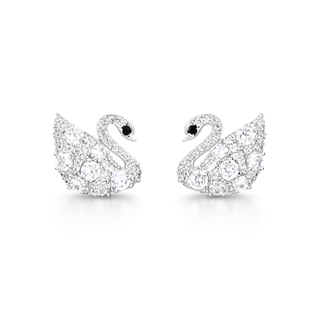 Clear Crystal Swan Silhouette Stud Earrings