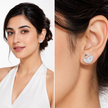 Clear Crystal Swan Silhouette Stud Earrings
