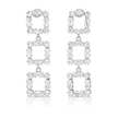 Clear Triple-Tier Square Frame Drop Earrings