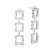 Clear Triple-Tier Square Frame Drop Earrings