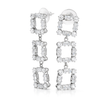 Clear Triple-Tier Square Frame Drop Earrings