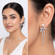 Ivory Pearl & Crystal Bow Cascade Drop Earrings