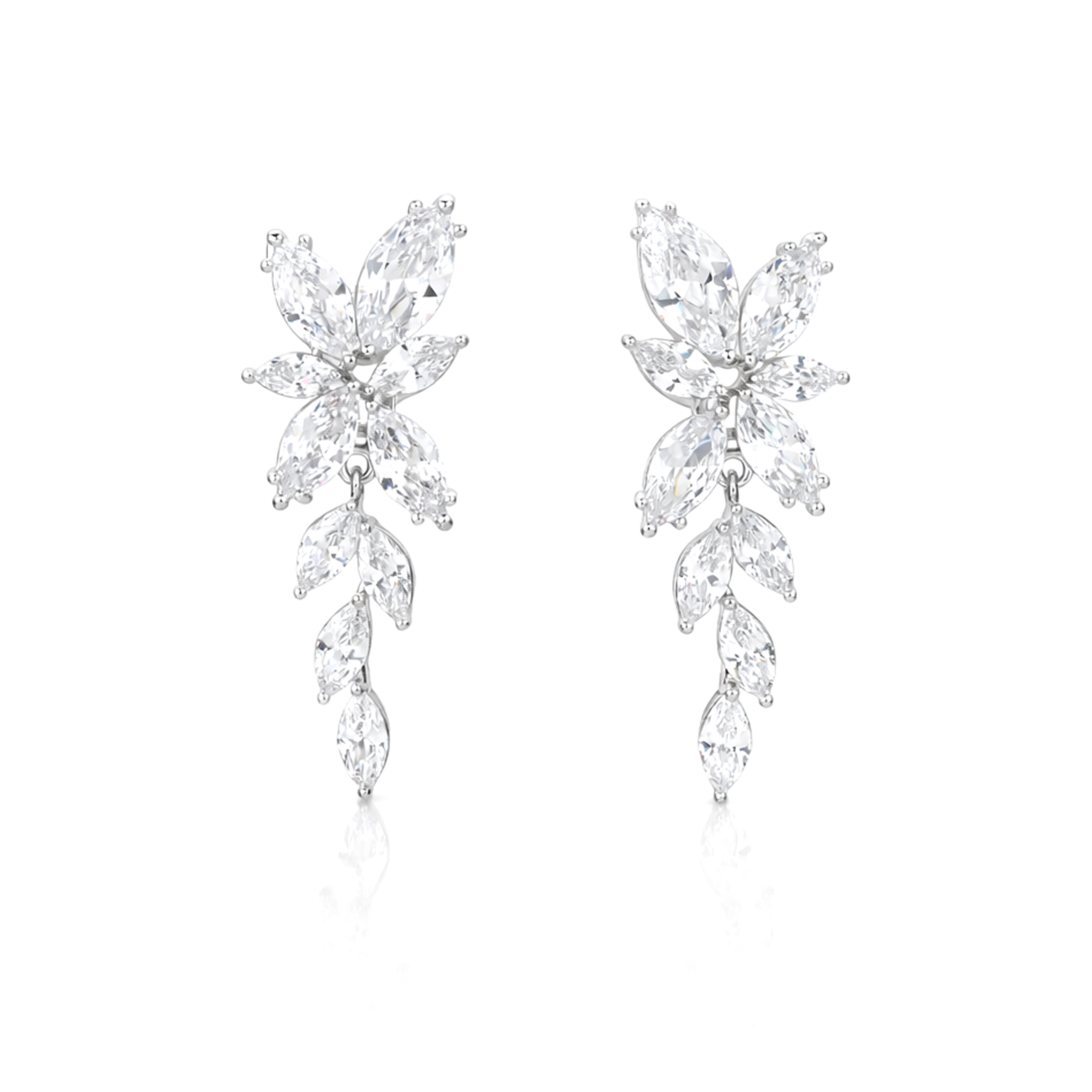 Clear Marquise Leaf Cascade Drop Earrings