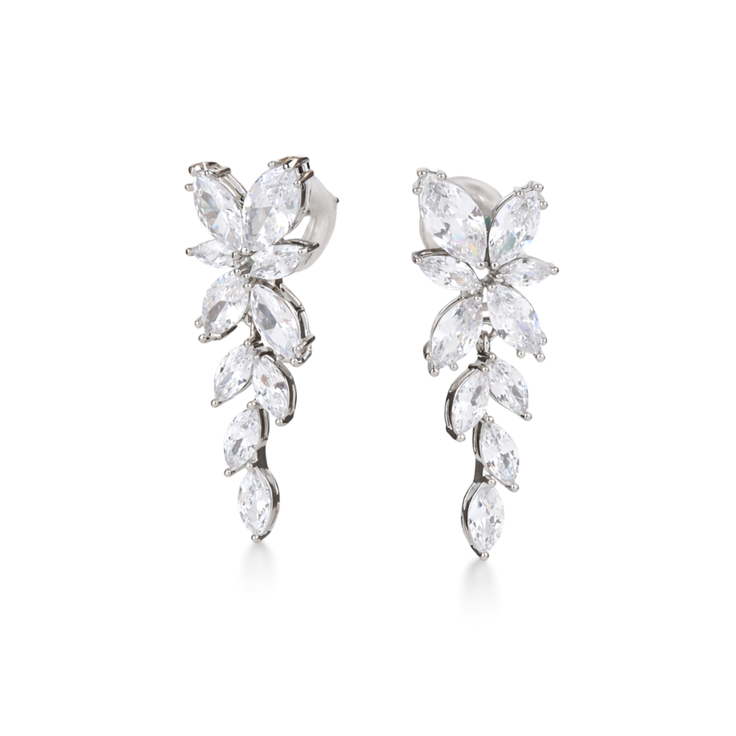 Clear Marquise Leaf Cascade Drop Earrings