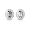 Smoky & Champagne Oval Halo Statement Stud Earrings - Gunmetal