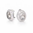 Smoky & Champagne Oval Halo Statement Stud Earrings - Gunmetal
