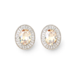 Smoky & Champagne Oval Halo Statement Stud Earrings - Citrine