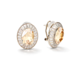 Smoky & Champagne Oval Halo Statement Stud Earrings - Citrine