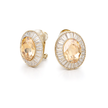 Smoky & Champagne Oval Halo Statement Stud Earrings - Citrine