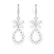 Clear Crystal Bow & Teardrop Hoop Drop Earrings